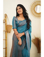 Gossamer Firozi Soft Silk Saree With Lassitude Blouse Piece