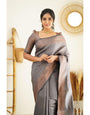 Forbearance Grey Soft Silk Saree With Imbrication Blouse Piece