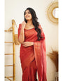 Epiphany Red Soft Silk Saree With Forbearance Blouse Piece