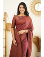 Ephemeral Wine Soft Silk Saree With Evocative Blouse Piece