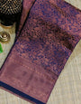 Classy Purple Soft Banarasi Silk Saree With Flamboyant Blouse Piece