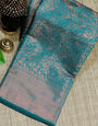 Pretty Rama Soft Banarasi Silk Saree With Mesmeric Blouse Piece