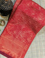 Amazing Red Soft Banarasi Silk Saree With Blissful Blouse Piece