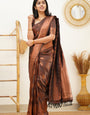 Comely Brown Soft Silk Saree With Enticing Blouse Piece