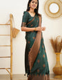 Attractive Dark Green Soft Silk Saree With Desirable Blouse Piece