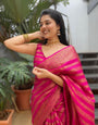 An insanely Pink Soft Silk Saree With Classic Blouse Piece