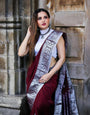 Fairytale Wine Soft Banarasi Silk Saree With Propinquity Blouse Piece