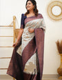 Efflorescence Beige Soft Silk Saree With Embrocation Blouse Piece