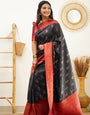 Effervescent Black Soft Silk Saree With Eloquence Blouse Piece