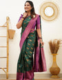 Ebullience Green Soft Silk Saree With Elision Blouse Piece