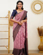 Diaphanous Pink Soft Silk Saree With Effervescent Blouse Piece