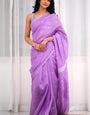 Gratifying Lavendor Cotton Silk Saree With Scintilla Blouse Piece