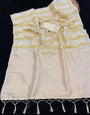 Splendorous Beige Banarasi Tissue Silk Saree With Tantalizing Blouse Piece