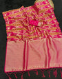 Breathtaking Dark Pink Banarasi Tissue Silk Saree With Gossamer Blouse Piece
