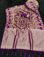 Desuetude Purple Banarasi Tissue Silk Saree With Incredible Blouse Piece
