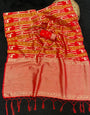Scintilla Red Banarasi Tissue Silk Saree With Designer Blouse Piece