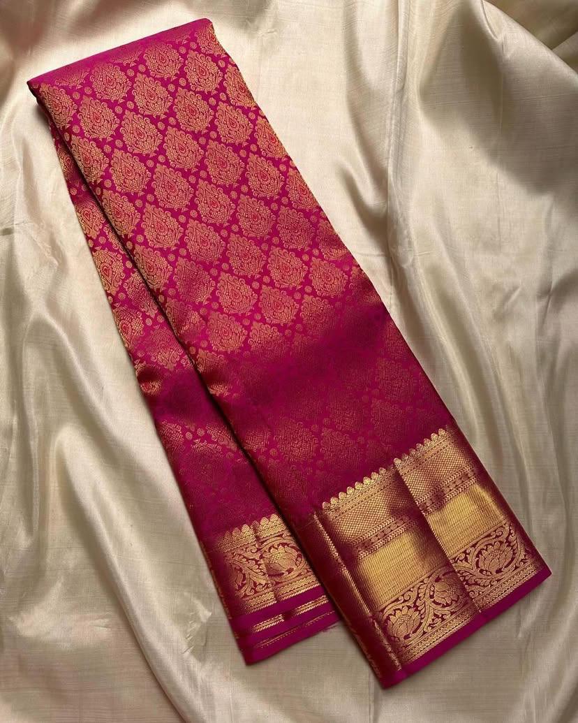 Ethereal Dark Pink Soft Silk Saree With Precious Blouse Piece