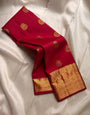 Wonderful Red Soft Silk Saree With Amazing Blouse Piece