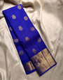 Embellished Royal Blue Soft Silk Saree With Pretty Blouse Piece