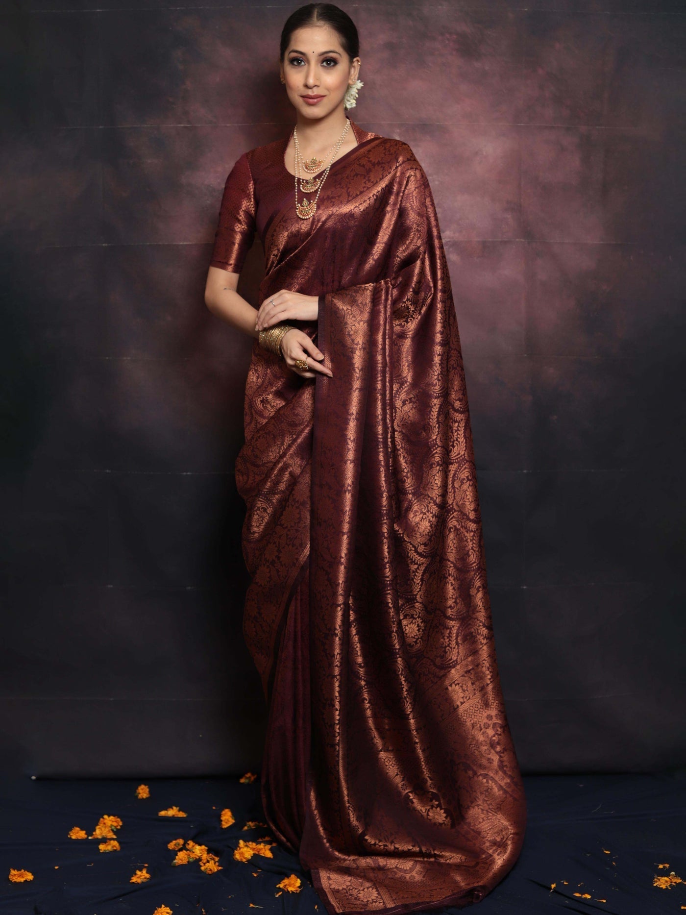 Gorgeous Maroon Soft Silk Saree With Elegant Blouse Piece