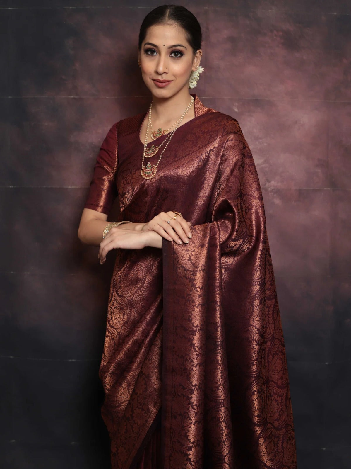 Gorgeous Maroon Soft Silk Saree With Elegant Blouse Piece