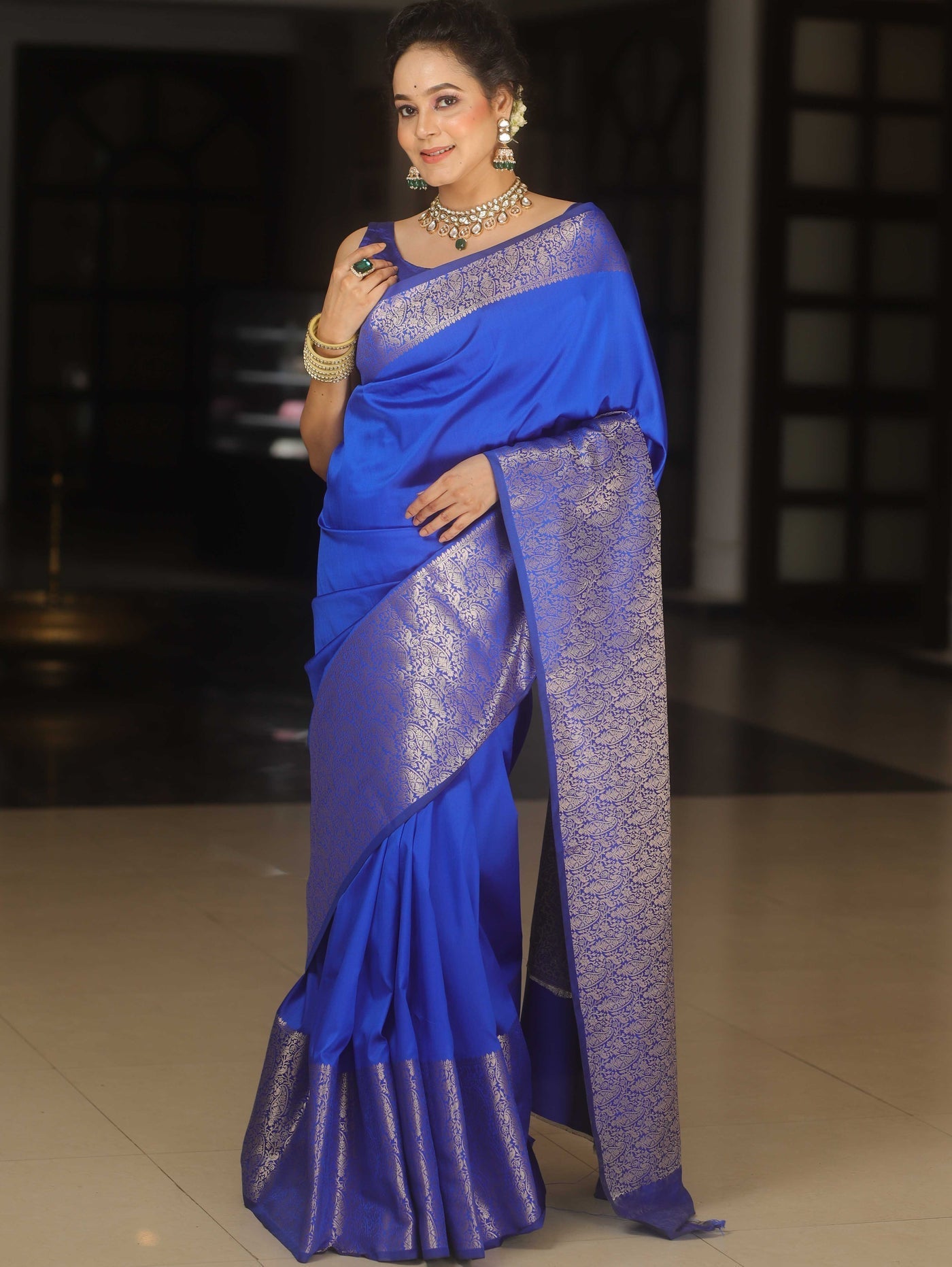 Inimitable Royal Blue Soft Silk Saree With Elegant Blouse Piece