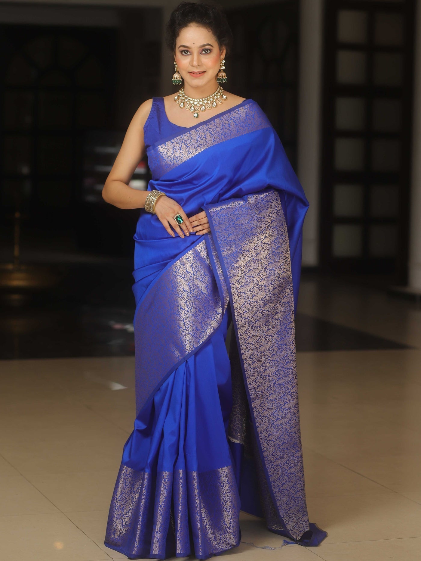 Inimitable Royal Blue Soft Silk Saree With Elegant Blouse Piece