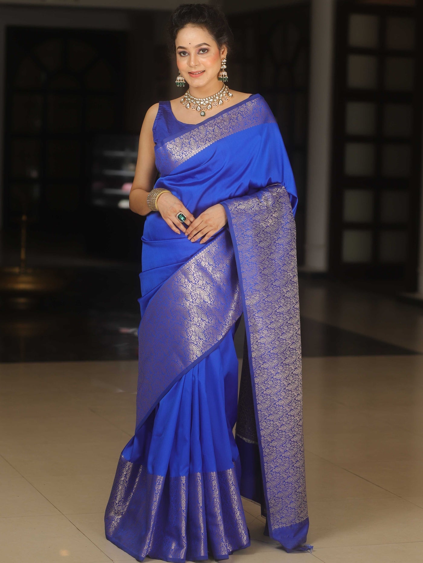 Inimitable Royal Blue Soft Silk Saree With Elegant Blouse Piece