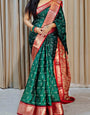 Flattering Dark Green Digital Printed Dola Silk Saree With Mellifluous Blouse Piece