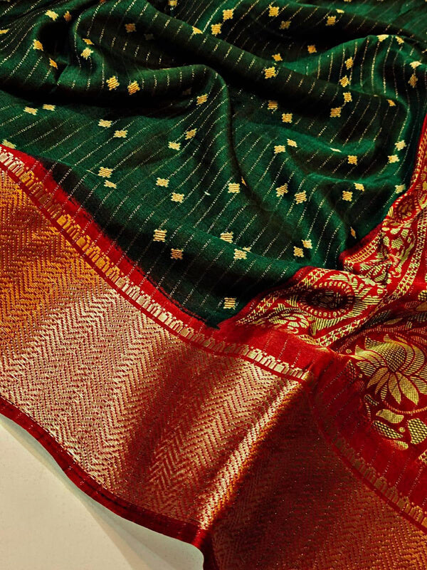 Flattering Dark Green Digital Printed Dola Silk Saree With Mellifluous Blouse Piece