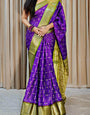 Luminous Purple Printed Dola Silk Saree With Trendy Blouse Piece