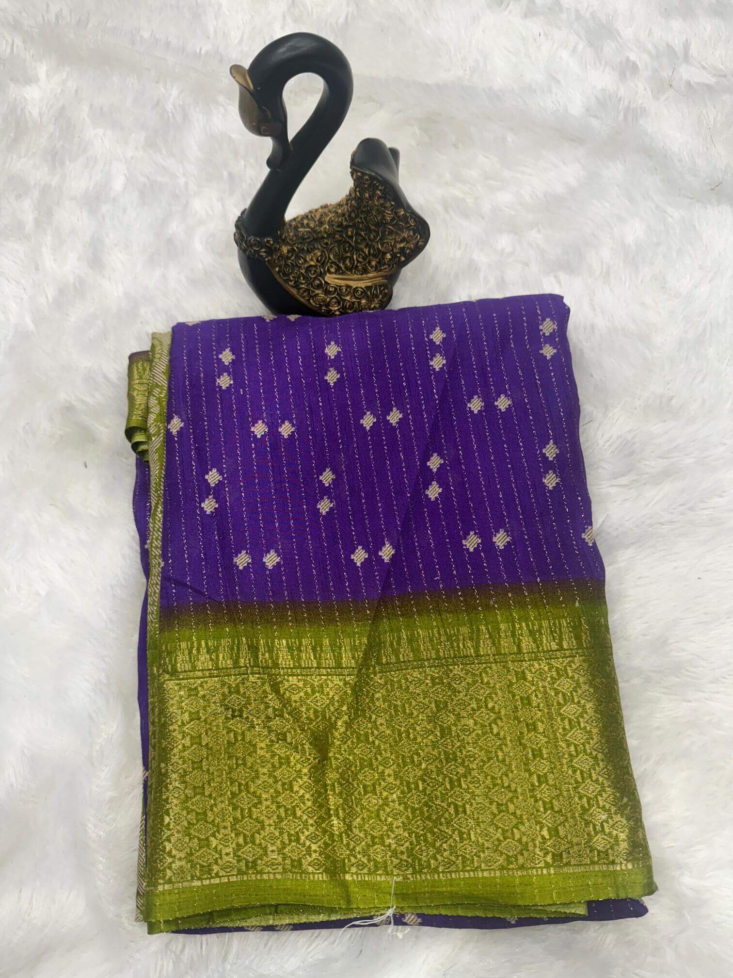 Luminous Purple Printed Dola Silk Saree With Trendy Blouse Piece