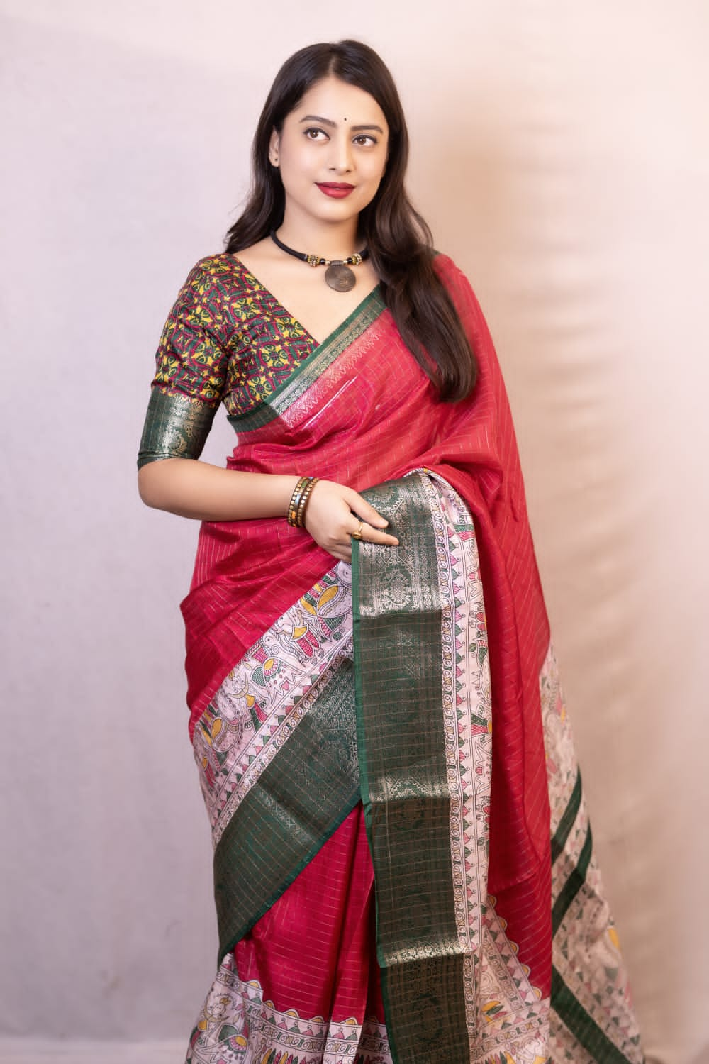 Marvellous Dark Pink Digital Printed Dola Silk Saree With Lagniappe Blouse Piece