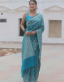 Enigmatic Firozi Soft Silk Saree With Scintillating Blouse Piece