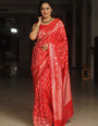 Proficient Red Soft Silk Saree With Lustrous Blouse Piece