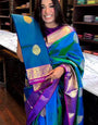 Panache  Blue Soft Silk Saree With Posh Blouse Piece