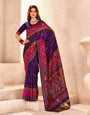 Eye-catching Blue Nylon Dola Pashmina Saree With Surreptitious Blouse Piece