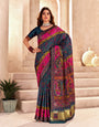 Adorning Rama Nylon Dola Pashmina Saree With Arresting Blouse Piece