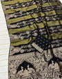 Seraglio Black Soft Banarasi Tissue Silk Saree With Petrichor Blouse Piece