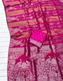 Precious Dark Pink Soft Banarasi Tissue Silk Saree With Diaphanous Blouse Piece