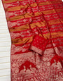 Winsome Red Soft Banarasi Tissue Silk Saree With Nectarous Blouse Piece