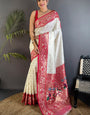 Desirable Beige Paithani Silk Saree With Gratifying Blouse Piece