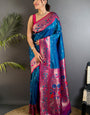 Desirable Blue Paithani Silk Saree With Gratifying Blouse Piece