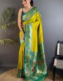 Dissemble Mustard Paithani Silk Saree With Demanding Blouse Piece