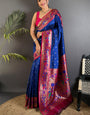 Seraglio Navy Blue Paithani Silk Saree With Petrichor Blouse Piece