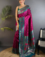 Whimsical Purple Paithani Silk Saree With Scintillating Blouse Piece