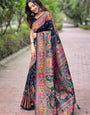 Dulcet Black Nylon Dola Pashmina Saree With Sempiternal Blouse Piece