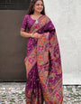 Mellifluous Purple Nylon Dola Pashmina Saree With Stylish Blouse Piece