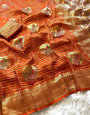 Murmurous Orange Soft Banarasi Silk Saree With Elaborate Blouse Piece