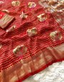 Beauteous Red Soft Banarasi Silk Saree With Captivating Blouse Piece